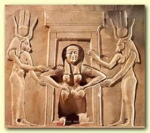 Cairo Museum - Relief of Woman Giving Birth from Dendera Temple